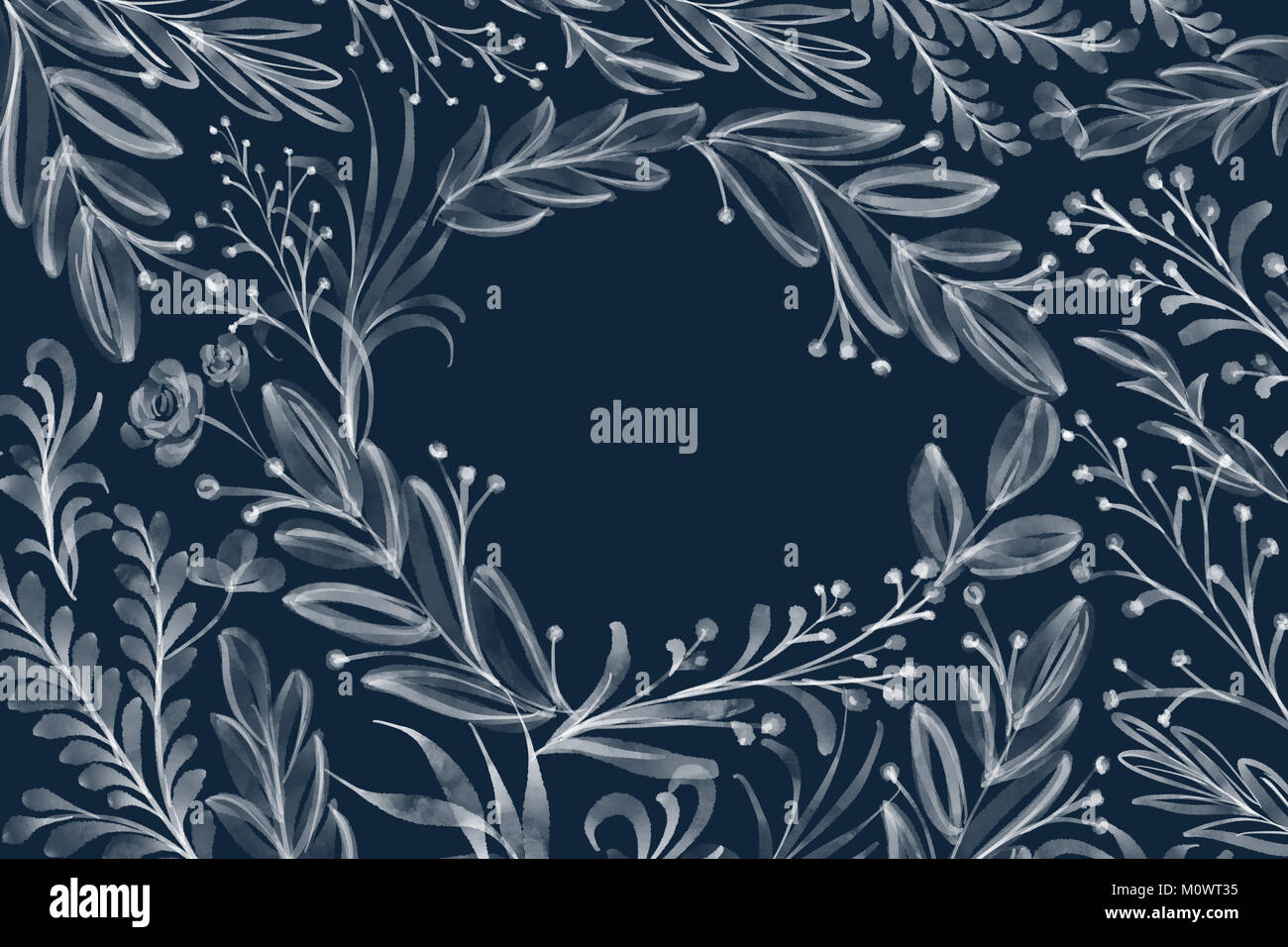 Aquarell Blume Rahmen Blatt Sommer für Grußkarten für die Hochzeit, Valentinstag Stockfoto