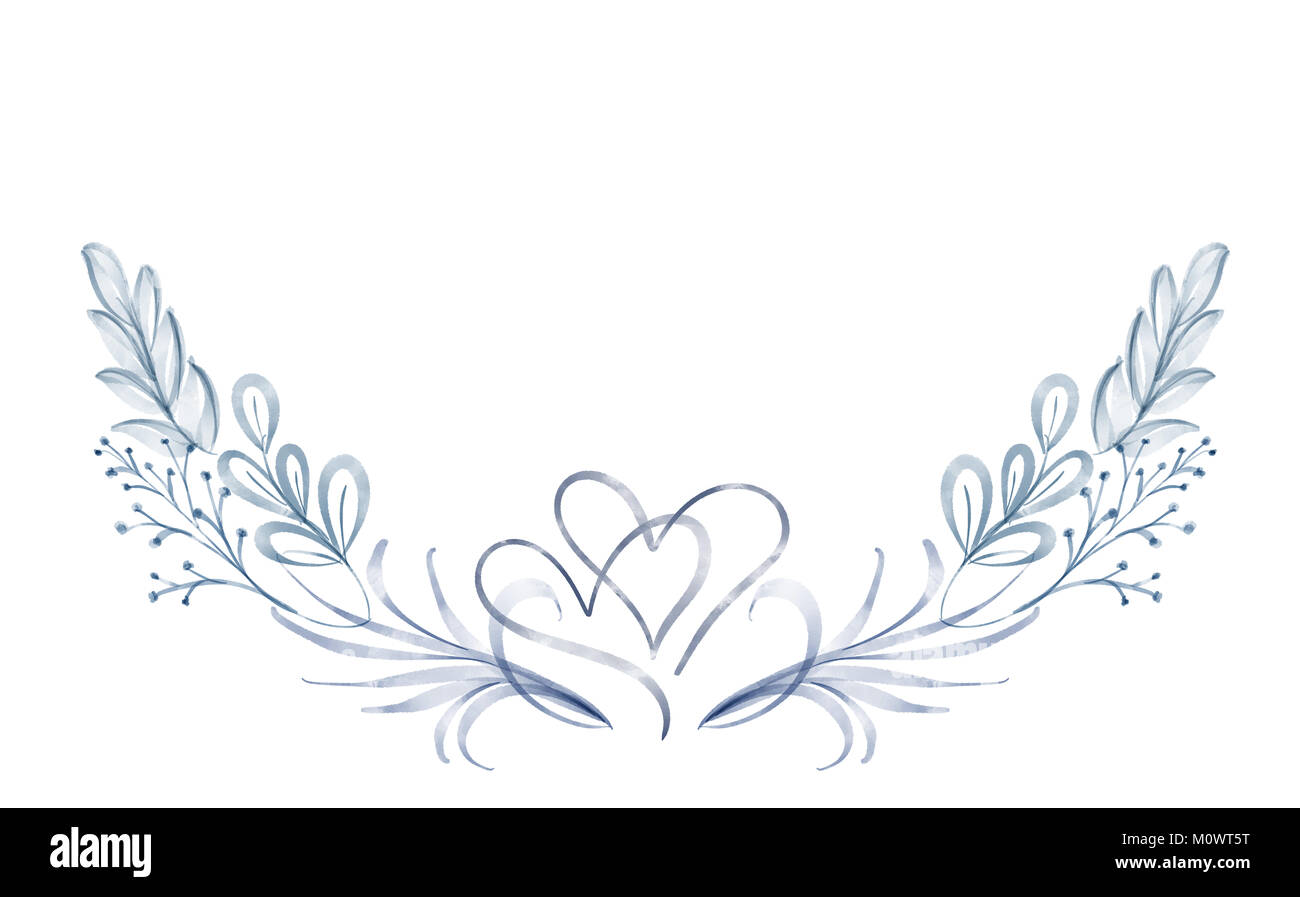 Aquarell Blume separator Blatt Sommer isoliert auf weißem Hintergrund für Grußkarten für die Hochzeit, Valentinstag Stockfoto