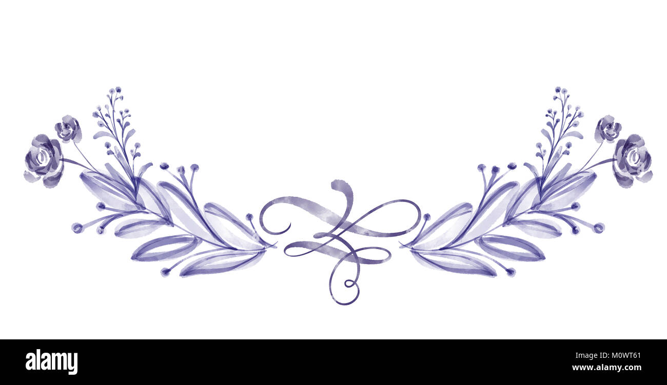 Aquarell Blume separator Blatt Sommer isoliert auf weißem Hintergrund für Grußkarten für die Hochzeit, Valentinstag Stockfoto