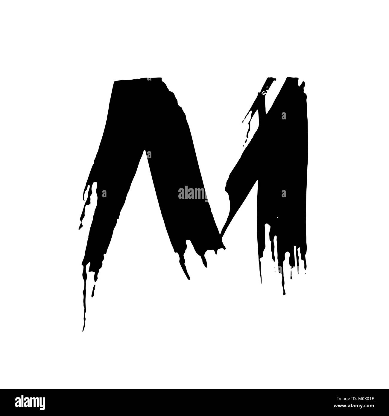 Schreiben M. handschriftlich von trockenen Bürste. Grobe Anschläge Font. Vector Illustration. Grunge Stil elegant Alphabets. Stock Vektor