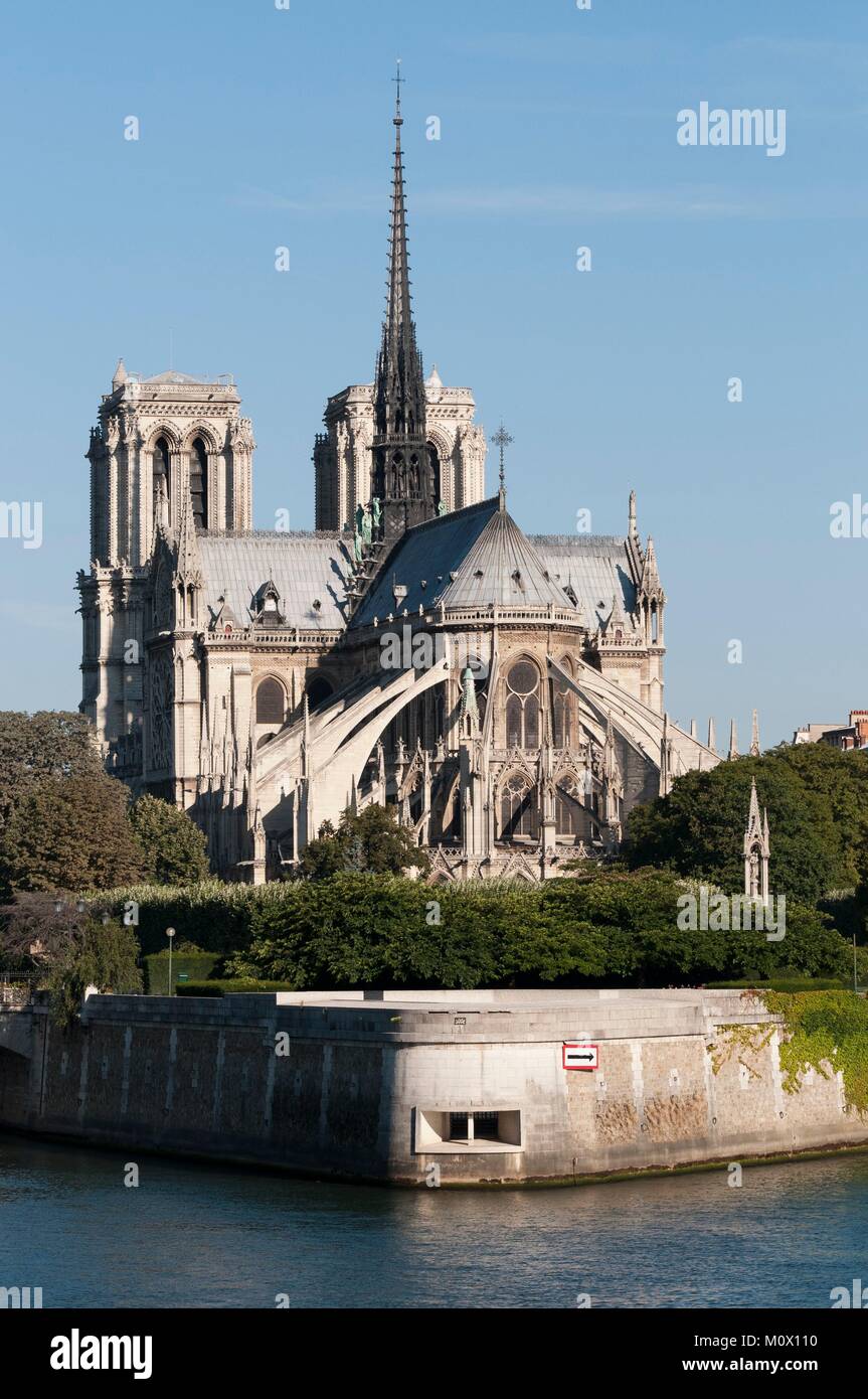 Frankreich, Paris, Ufer der Seine als Weltkulturerbe von der UNESCO, der Ile de la Cite, die Kathedrale von Notre Dame aufgeführt Stockfoto