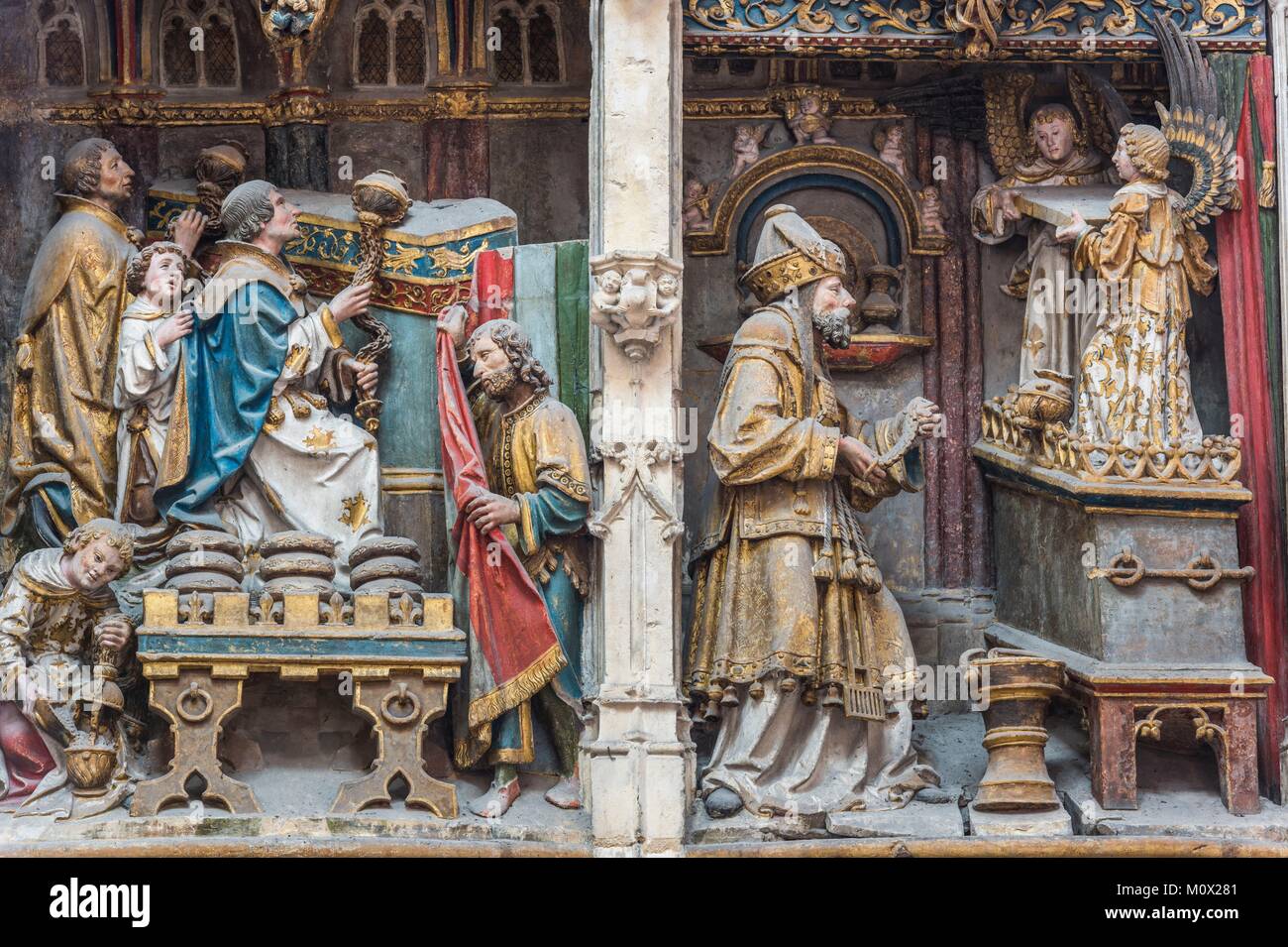 Frankreich, Picardie, Amiens, die Kathedrale Notre-Dame, das Juwel der Gotik, als Weltkulturerbe von der UNESCO, dem südlichen Ende der Chor und seiner hohen Reliefs, Tempel von Jerusalem Stockfoto