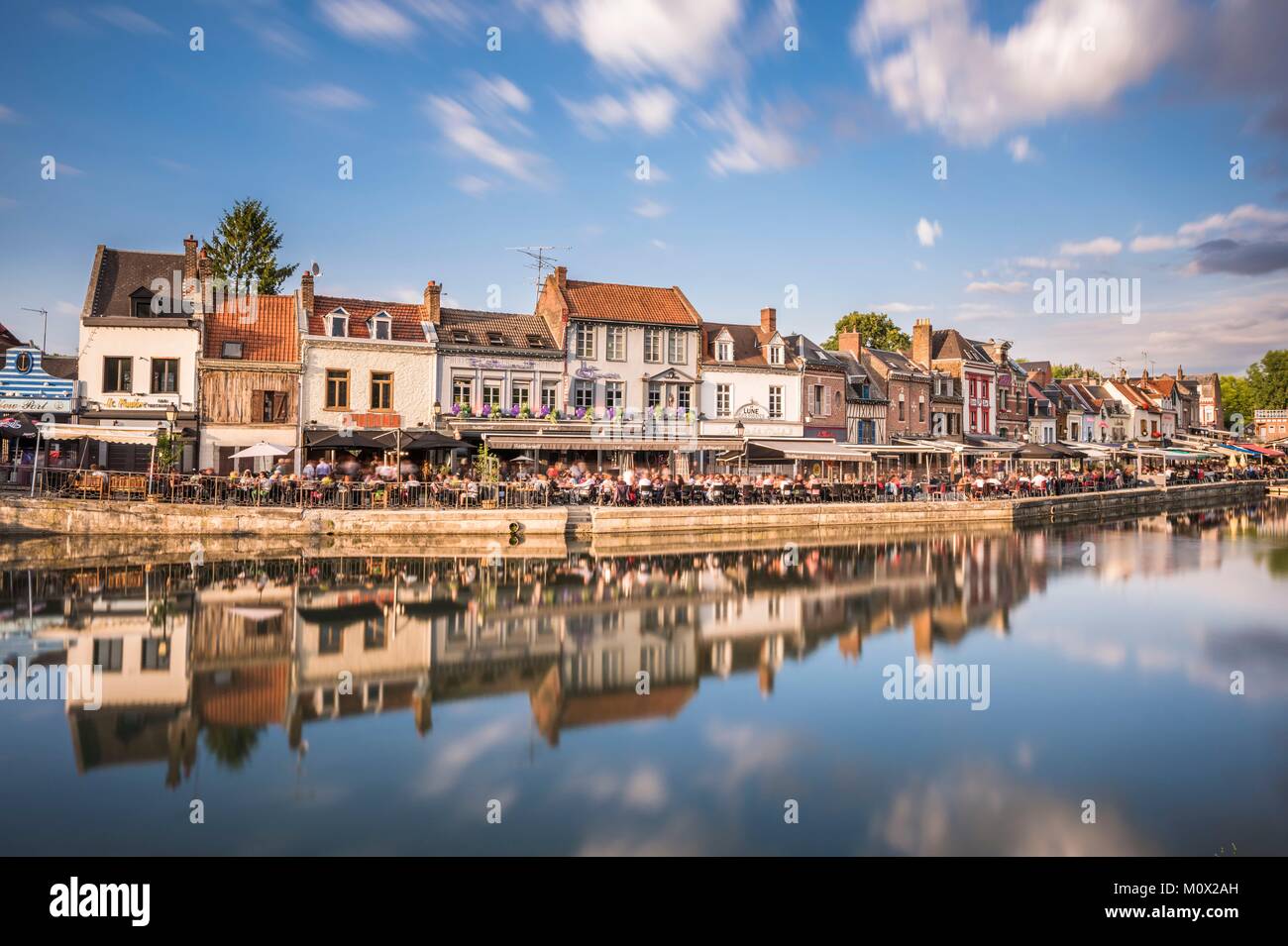Frankreich, Picardie, Amiens, Saint Leu Bezirk, Quai Belu am Ufer des Flusses Somme Stockfoto