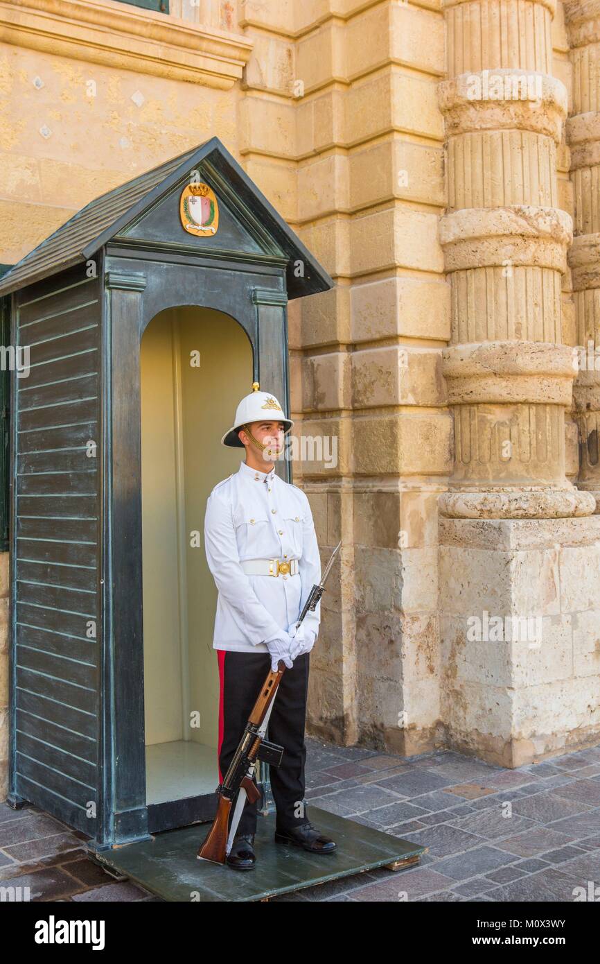 Malta, Valletta, als Weltkulturerbe von der UNESCO, Guard der Presidential Palace Stockfoto