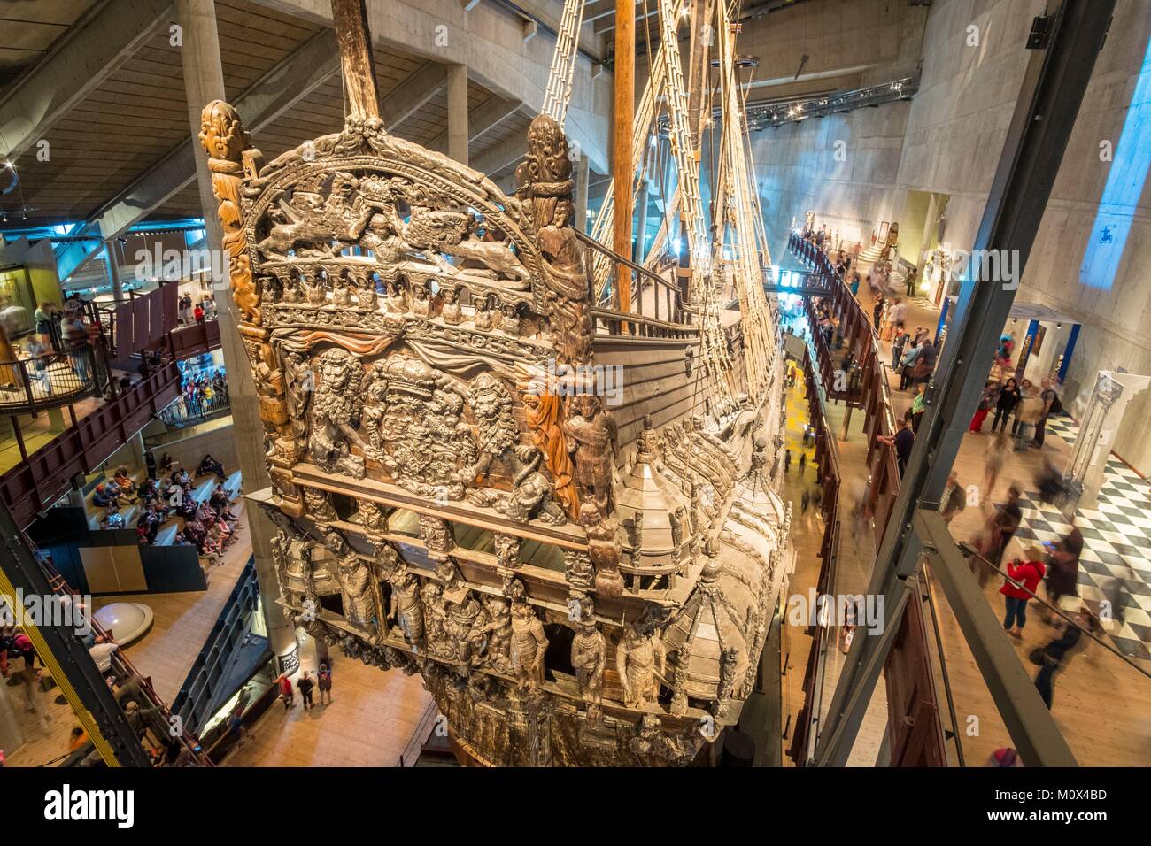 Schweden, Stockholm, auf der Insel Djurgarden, Vasa Museum (Vasamuseet), die Vasa aus dem 17. Jahrhundert Schiff in der Bucht gestrandet, refloated und renoviert Stockfoto