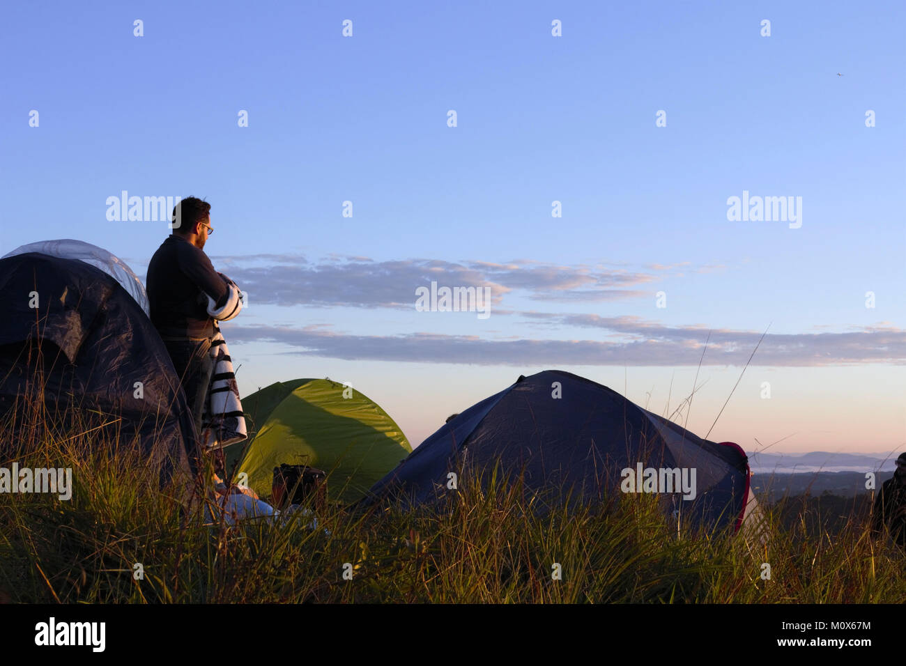 Camping auf Pico do agua Olho D'Hill. Stockfoto