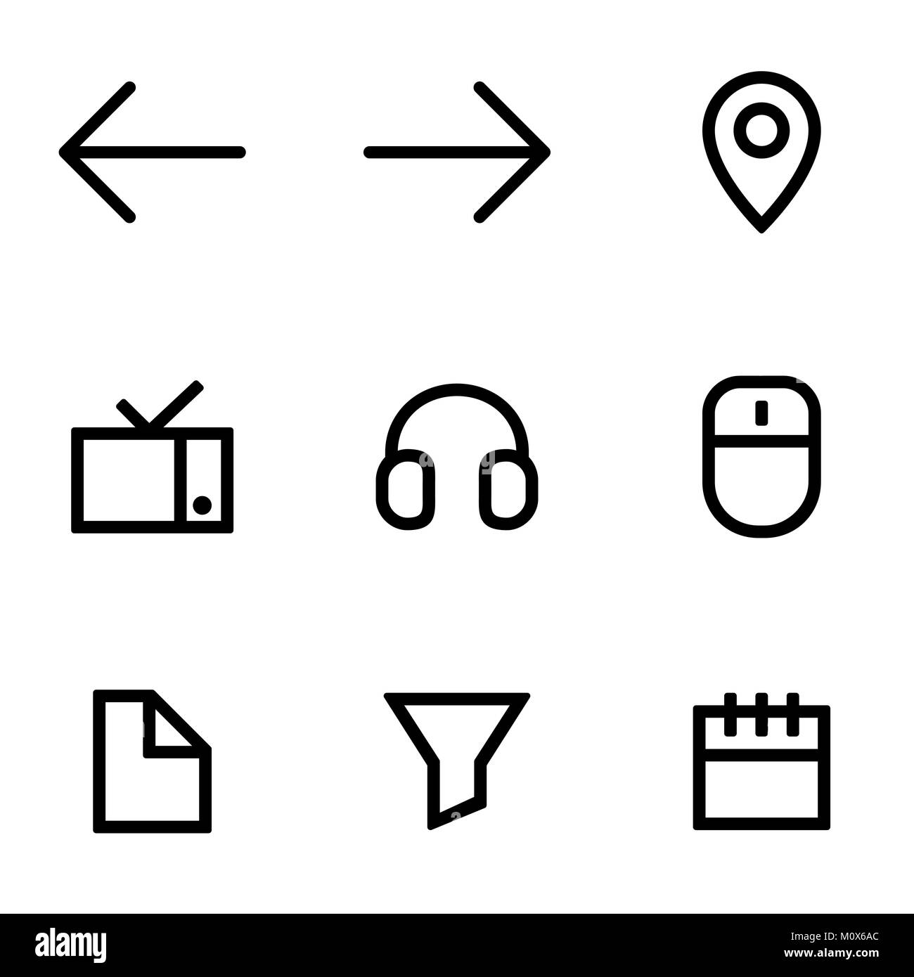 Satz von Symbolen für einfache Flat Style ui Design. Stock Vektor