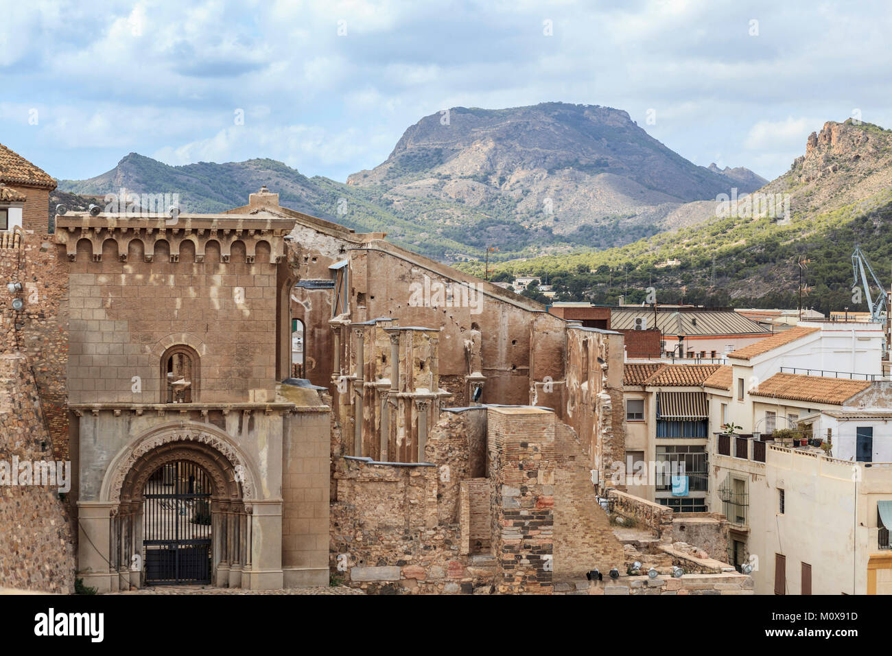 Die Stadt und das römische Theater, Cartagena, Spanien. Stockfoto