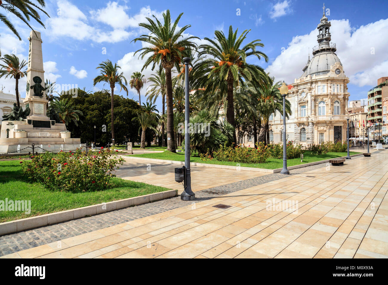 Street View, Plaza Helden de Cavite, historischen Zentrum und touristischer Punkt Stadt, Cartagena, Spanien. Stockfoto