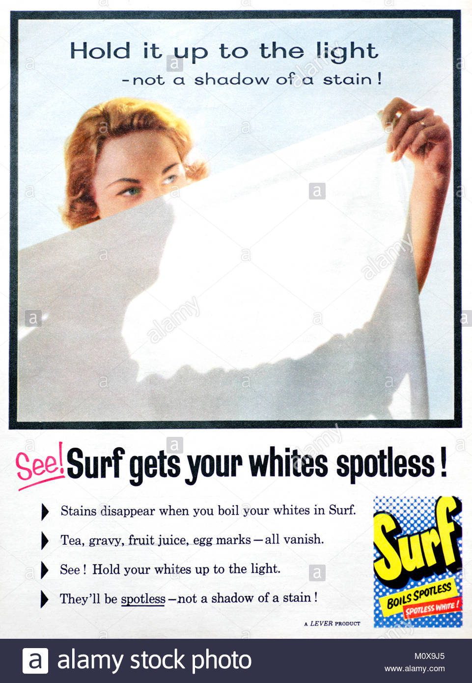 Surf Waschpulver vintage Werbung 1956 Stockfoto