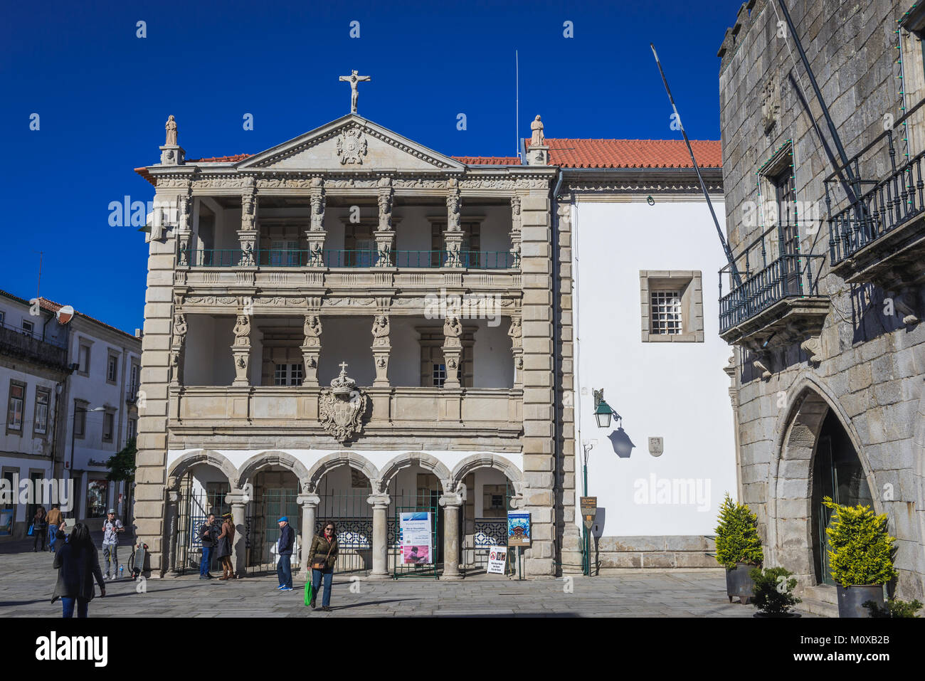 Misericordia Kirche und Krankenhaus am Platz der Republik in Viana do Castelo Stadt in Norte Region von Portugal Stockfoto