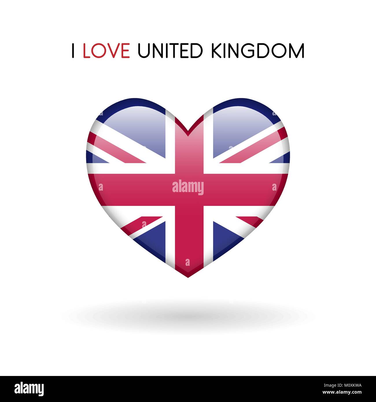 Liebe Vereinigtes Königreich Symbol. Flagge Herz glänzend Symbol vektor Illustration auf grauem Hintergrund eps 10. Stock Vektor