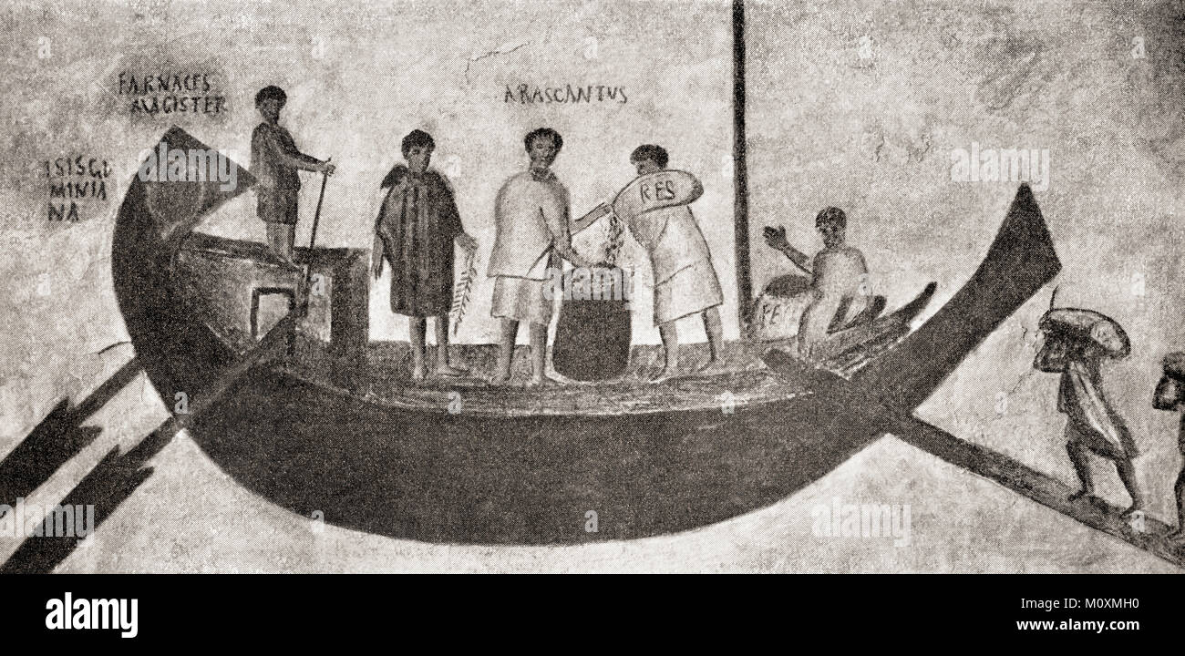 Nach einer Wand Fresko von Ostia gefunden, die eine staatliche Mais - Schiff aus Ägypten, die die Bedürfnisse der Öffentlichkeit im alten Rom geliefert. Von Hutchinson's Geschichte der Nationen, veröffentlicht 1915. Stockfoto