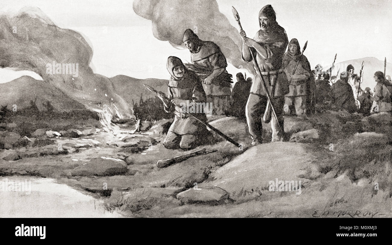 Die Goten Vorbereitung der Invasion in Thrakien in 250 AD unter ihrem König Cniva, vor der Schlacht von abritus. Von Hutchinson's Geschichte der Nationen, veröffentlicht 1915. Stockfoto