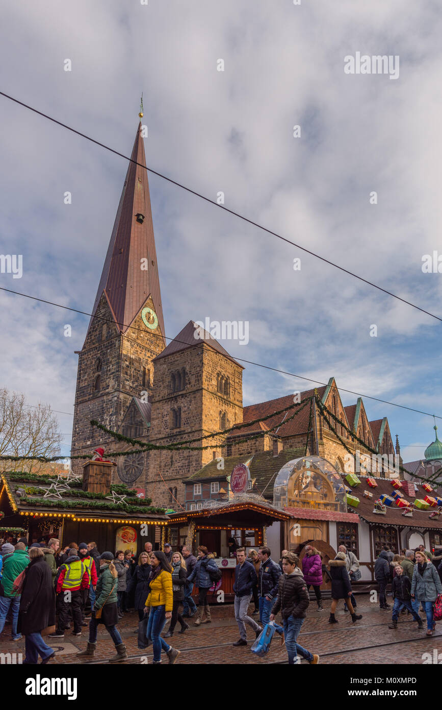 Weihnachtsmarkt, Marktplatz im Zentrum der Stadt, Bremen, Deutschland, Europa Stockfoto