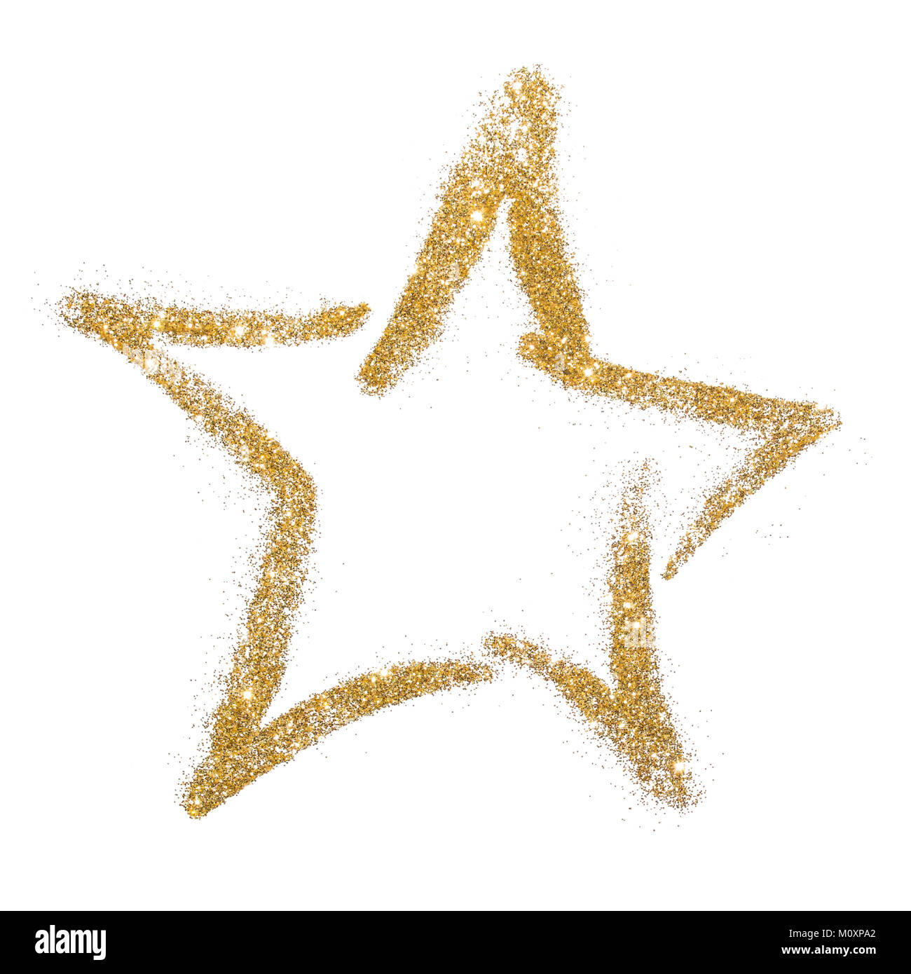 Gold Star der hellen Gold funkelt. Glänzende Stern auf weißem