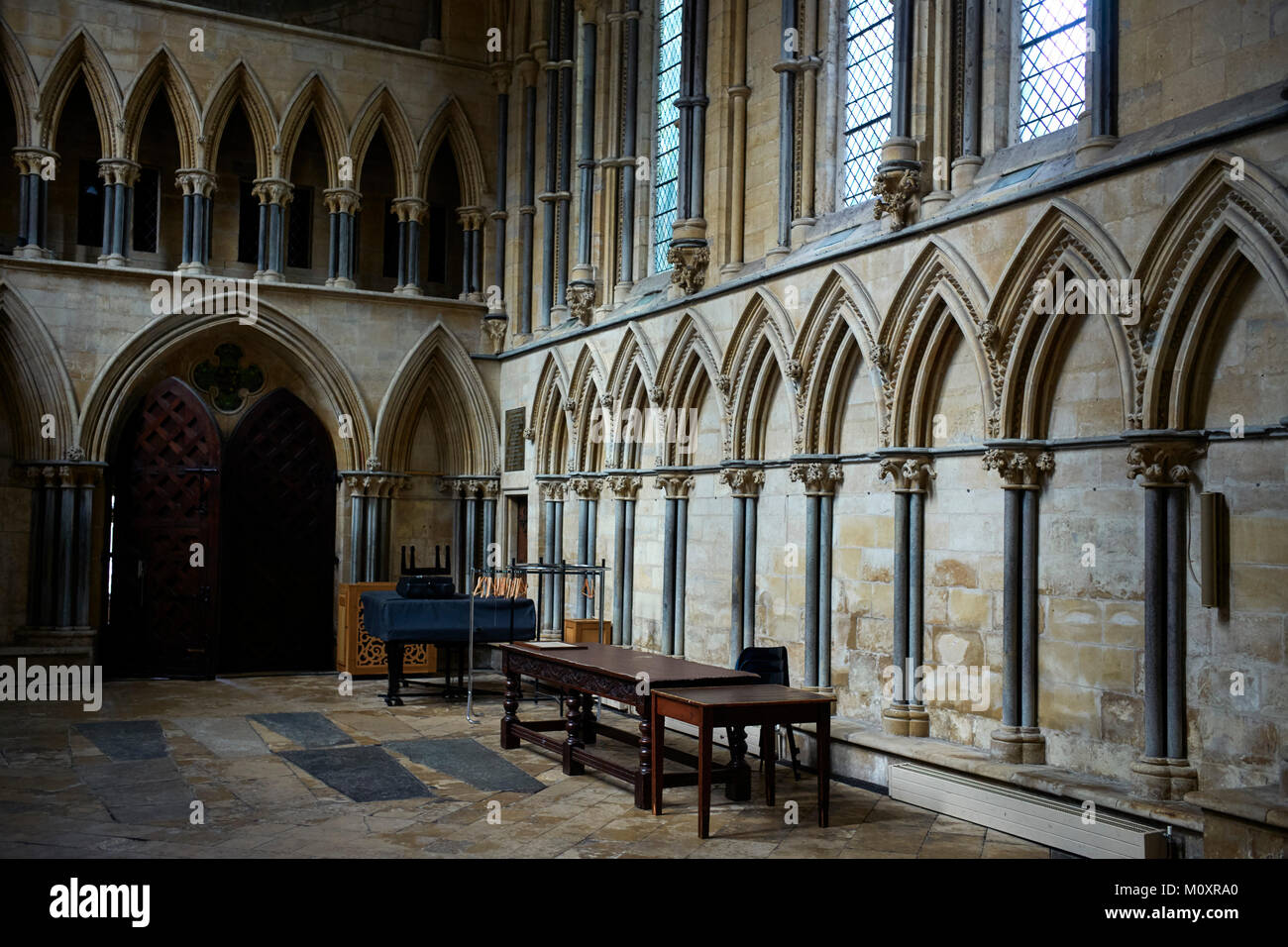 Eingang zum Kapitel Haus in Lincoln Cathedral, wo das Kollegium der Kanonen treffen Stockfoto