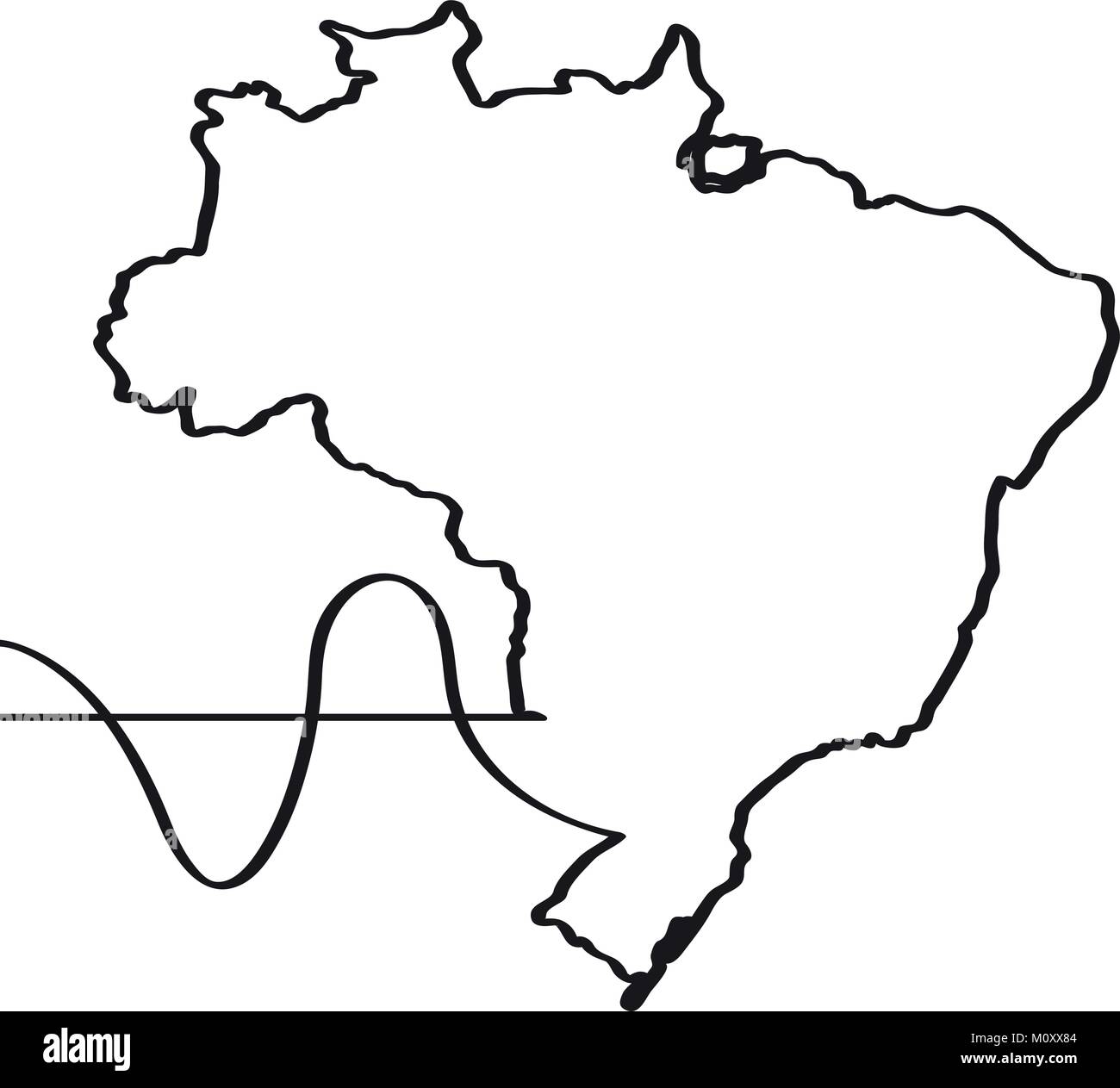 Karte von Brasilien. Durchgehende Linie Stock Vektor