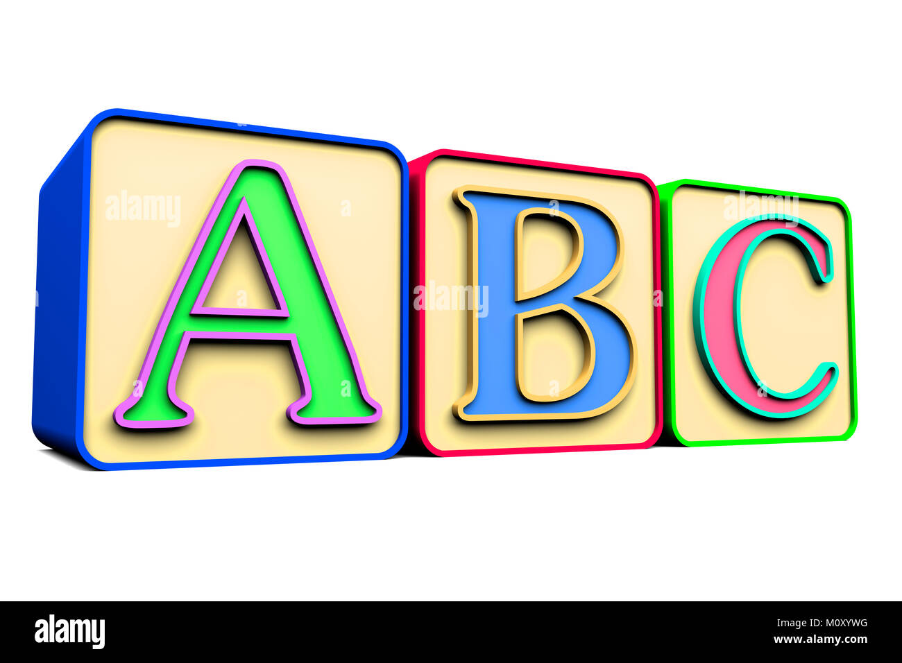 Bausteine mit den Buchstaben des Alphabets, so dass die Kinder spielen lernen und diese zu manipulieren. Stockfoto