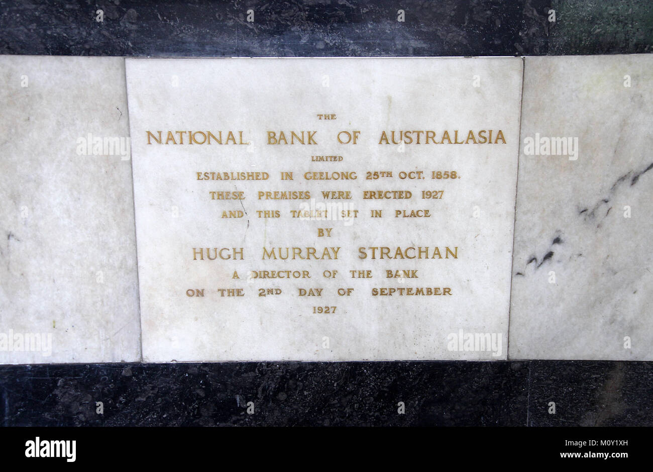 Nationalbank von Australasien Gedenktafel Stockfoto