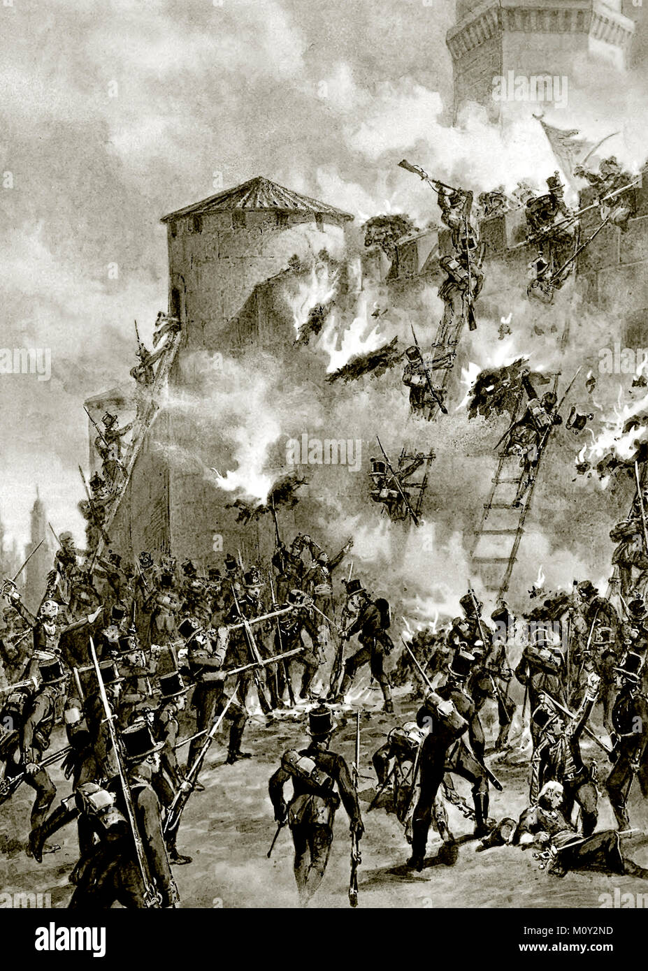 Berücksichtigung der Sturm der Ganja Festung auf der 16 (4.) vom Januar 1804 - Adolf Iosifovich Charlemagne 1892 Stockfoto