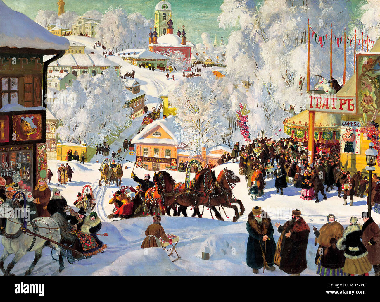 Maslenitsa - Zeigt die Östlichen Orthodoxen urlaub Maslenitsa. Boris Kustodiev 1919 Stockfoto