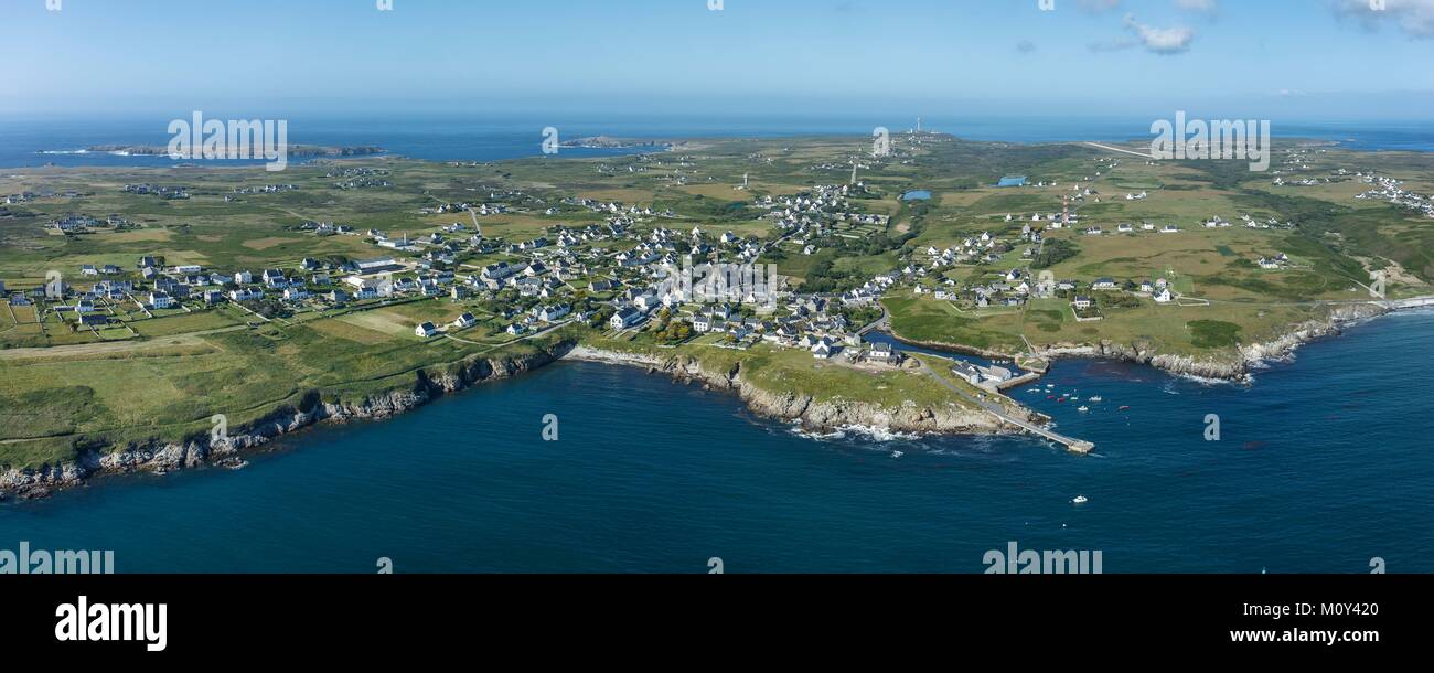 Frankreich, Finistere, Ouessant Insel, das Dorf (Luftbild) Stockfoto