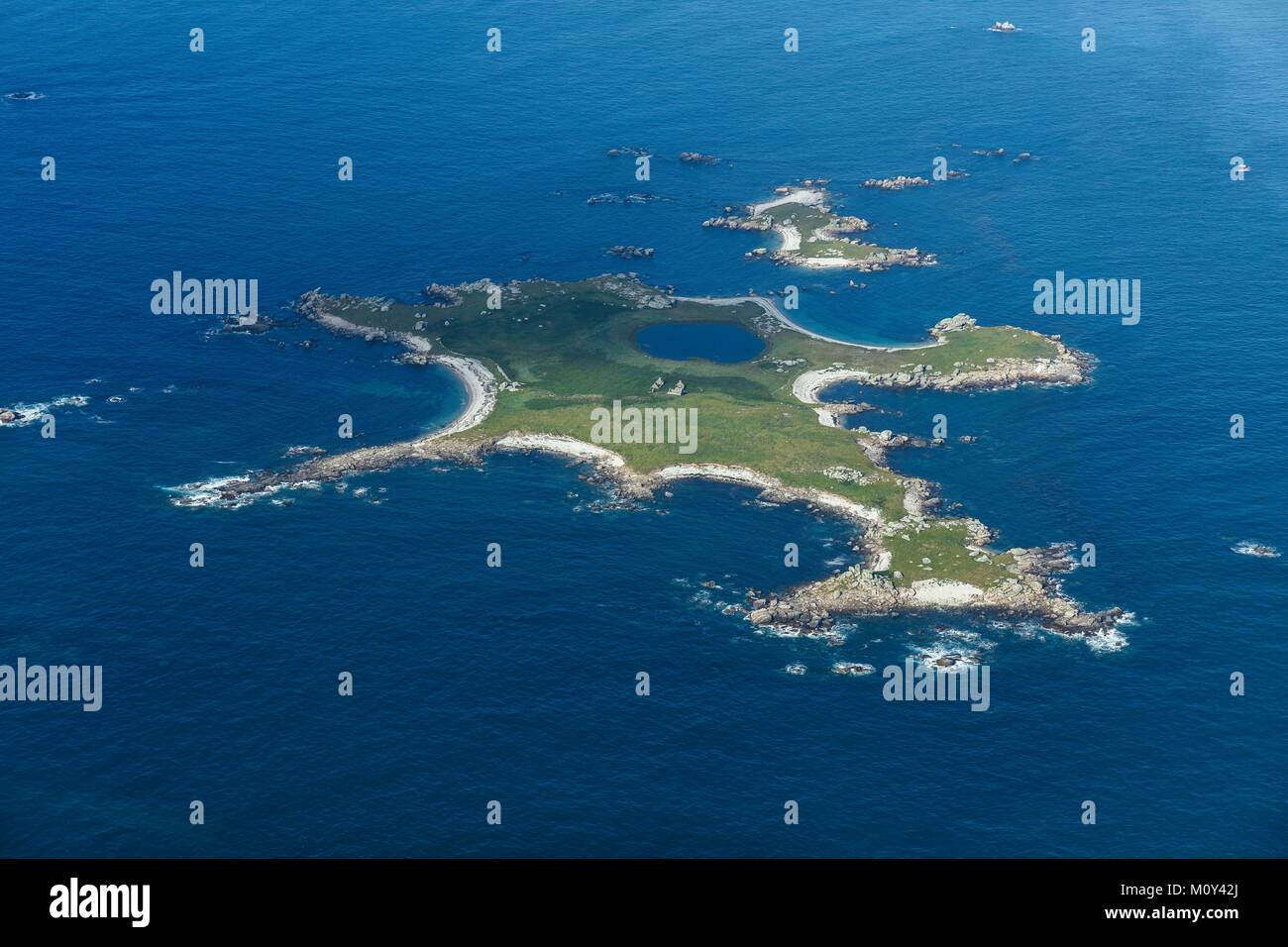Frankreich, Finistere, Ploumoguer, molene Archipel, balanec Insel (Luftbild) Stockfoto