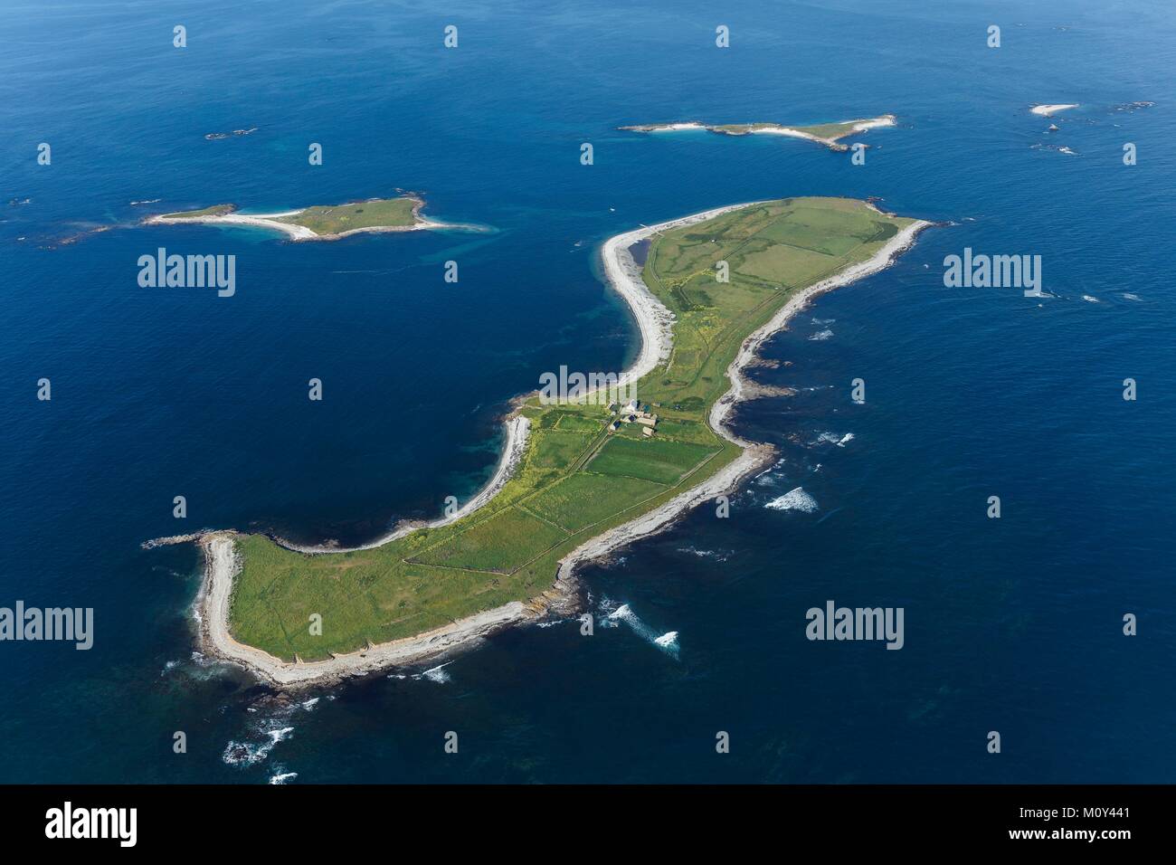 Frankreich, Finistere, Ploumoguer, molene Archipel, béniguet und Lédénez Béniguet Inseln (Luftbild) Stockfoto