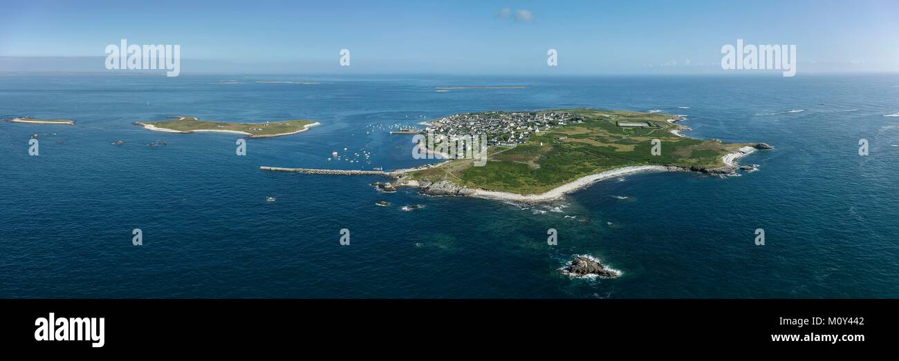 Frankreich, Finistere, Ploumoguer, molene Archipel, Molene und Ledenez Vraz Inseln (Luftbild) Stockfoto