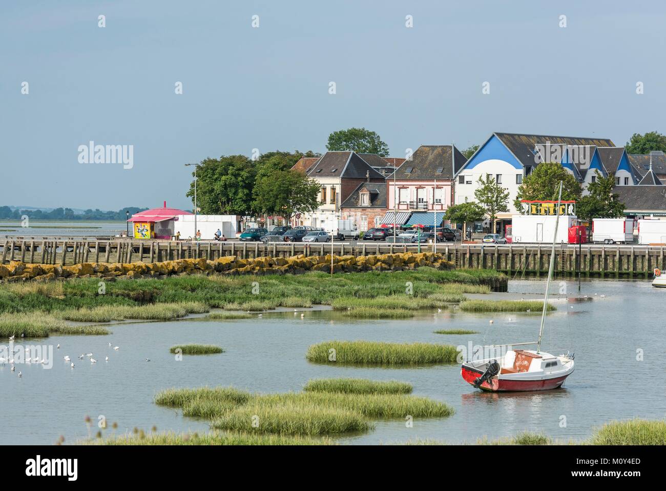 Frankreich, Somme, Baie de Somme, Le Crotoy bei Ebbe Stockfoto