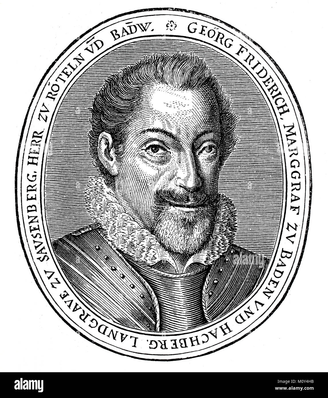 Georg Friedrich, Januar 30, 1573 - September 24, 1638, war Markgraf von Baden-Durlach in 1604-1622 und protestantischen Kommandant im Dreißigjährigen Krieg, digital verbesserte Datei eines ursprünglichen Drucken des 19. Stockfoto