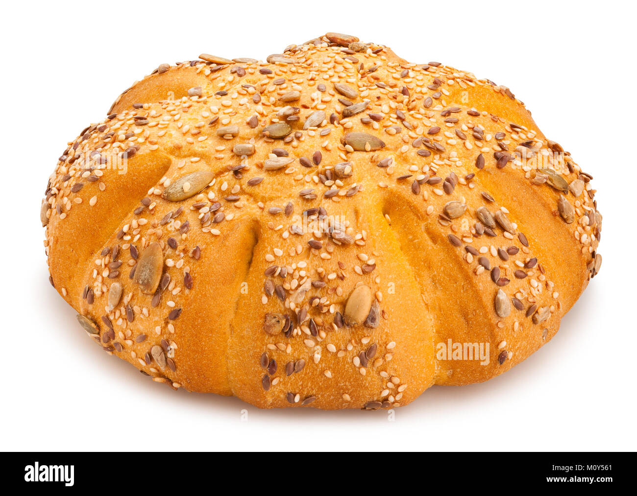 Weiße, runde Brot weg isoliert Stockfoto