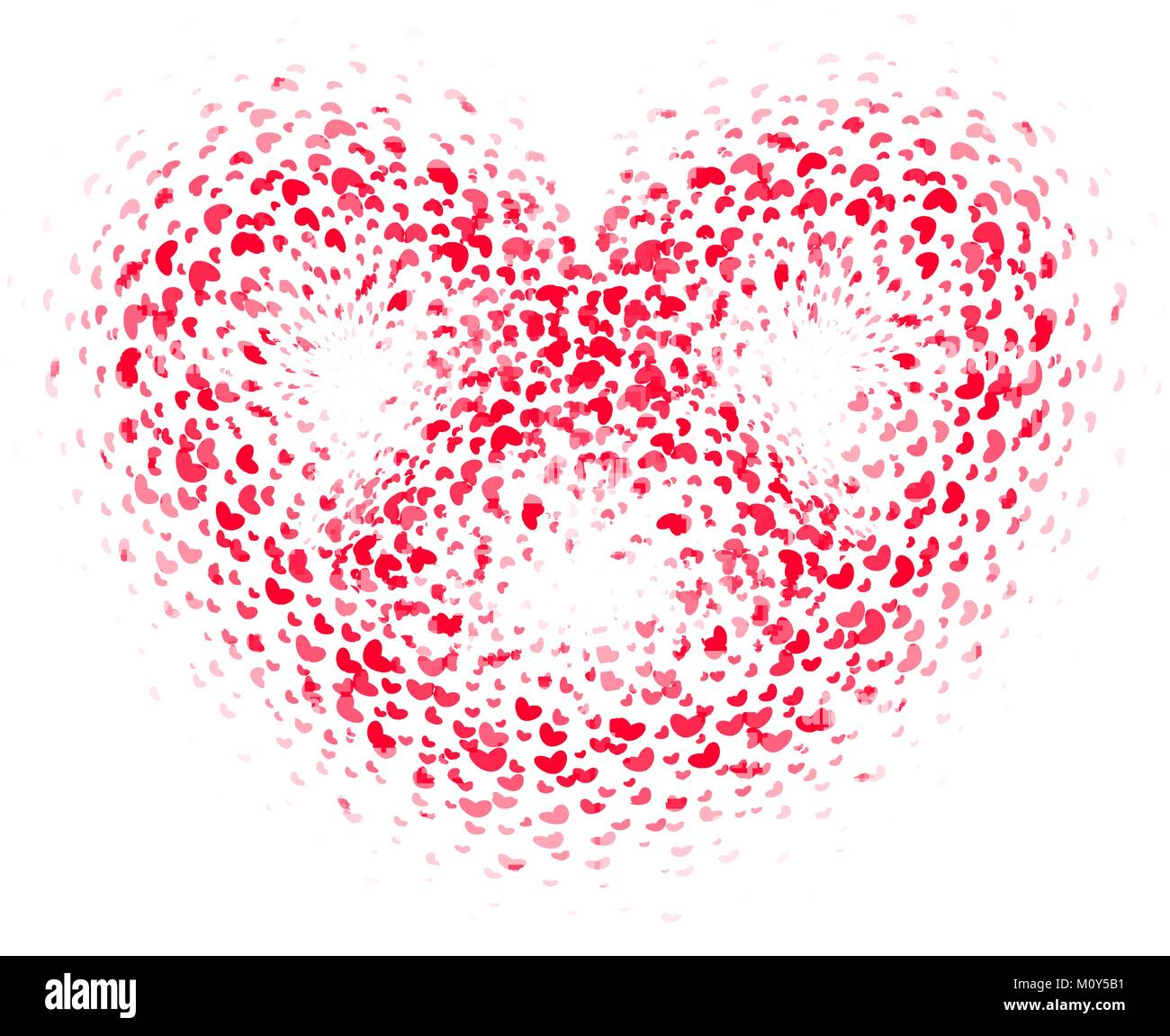 Abstrakte roter Teppich, Herz Romanze Symbol, isolierte Blütenblätter blizzard Vektor-illustration Vorlage. Stock Vektor