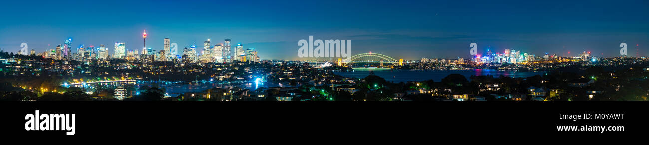 Panorama von Sydney bei Nacht Stockfoto