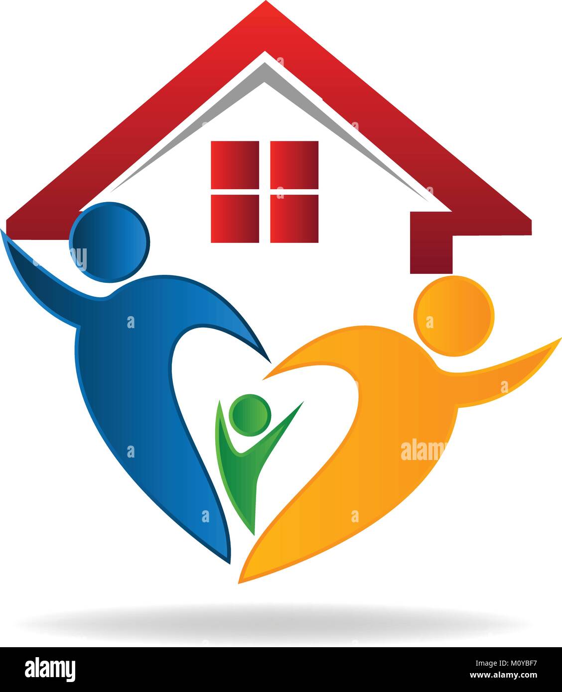 Haus und glückliche Familie logo Stock Vektor