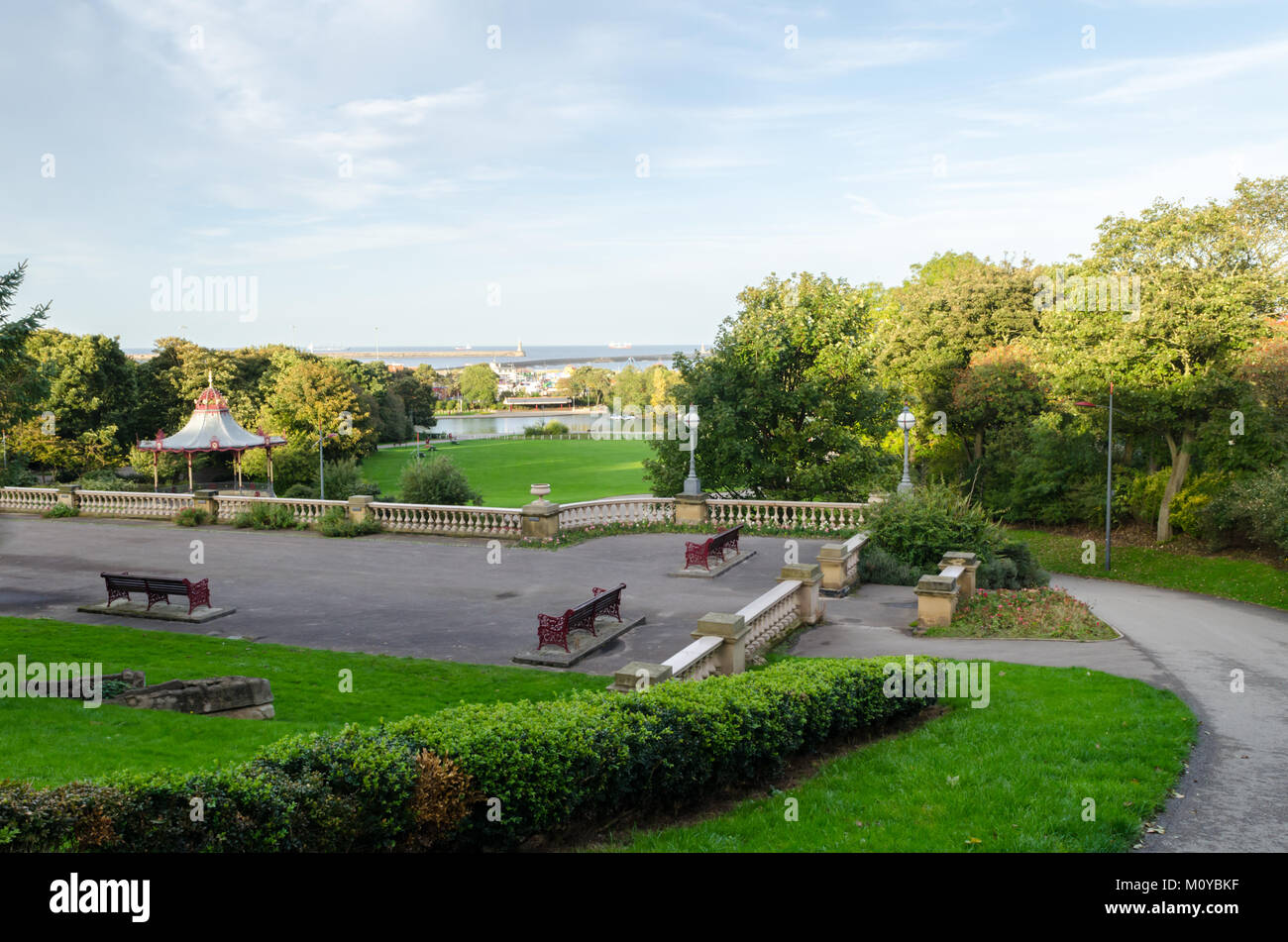 Norden Westerley Blick über South Marine Park, South Tyneside Stockfoto