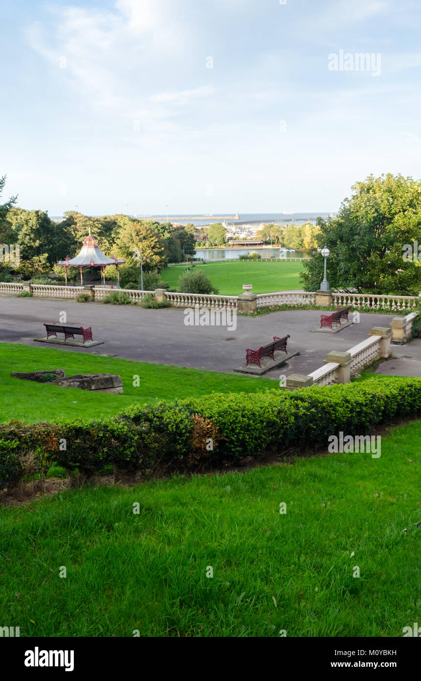 Norden Westerley Blick über South Marine Park, South Tyneside Stockfoto