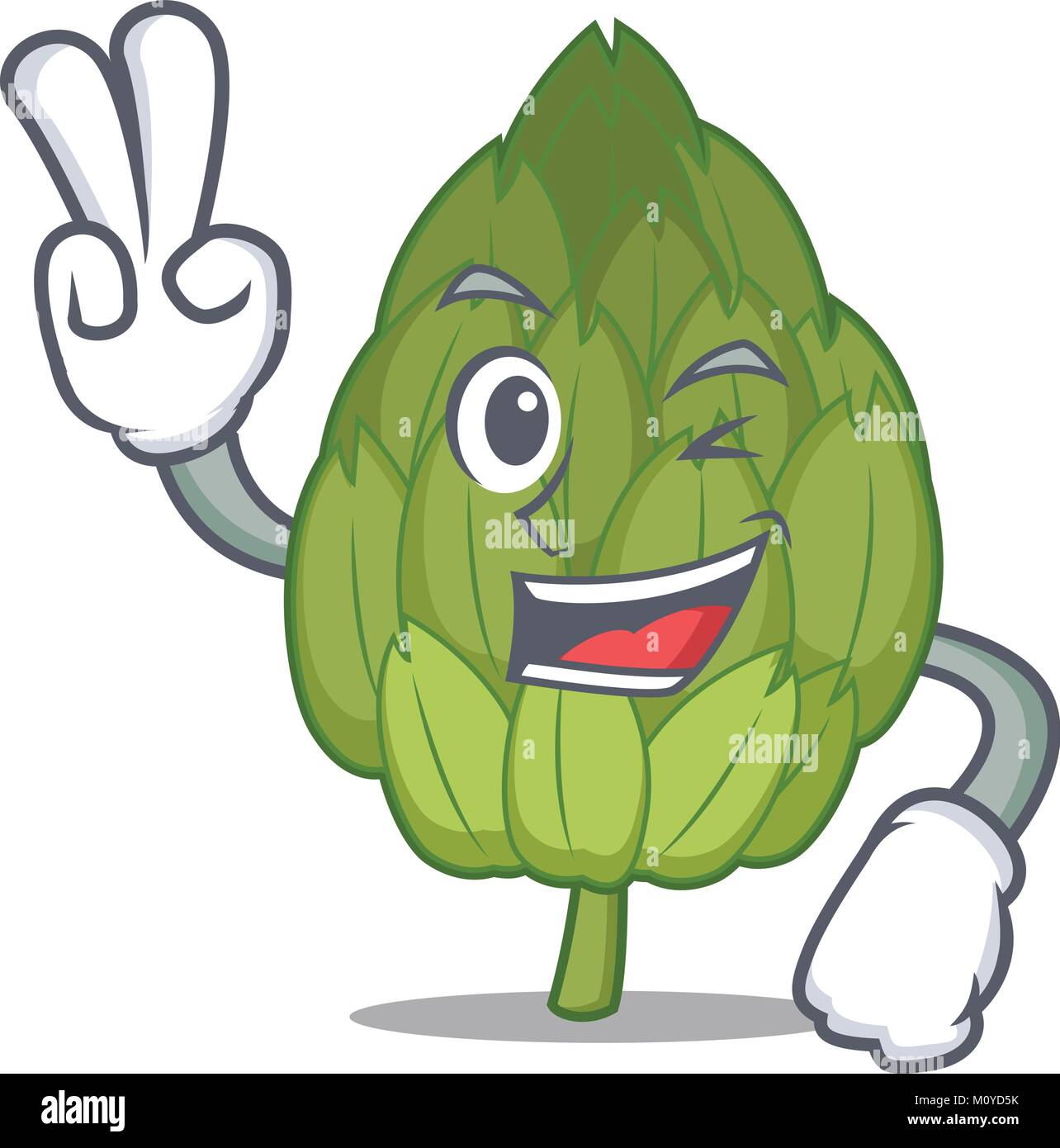 Zwei Finger Artischocke Charakter Cartoon Stil Stock Vektor