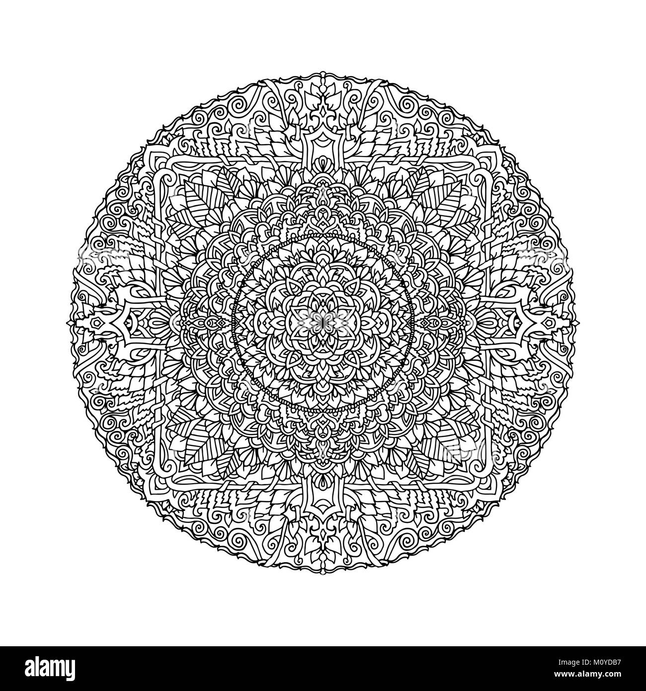 Abstrakte mandala Ornament. Asiatische Muster. Schwarze und weiße authentischen Hintergrund. Vector Illustration. Stock Vektor