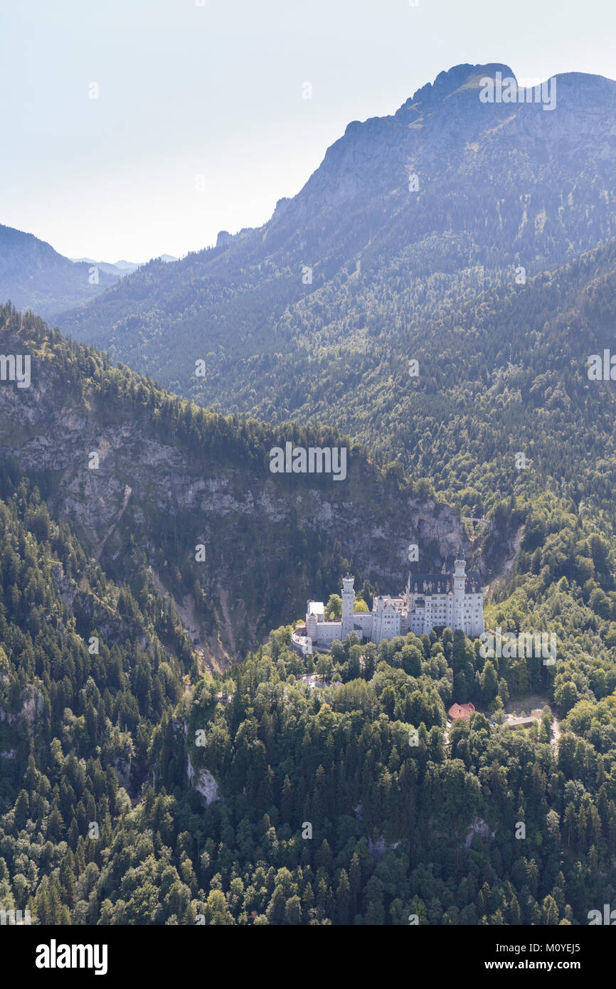 Luftaufnahme von Schloss Neuschwanstein, Bayern, Deutschland Stockfoto