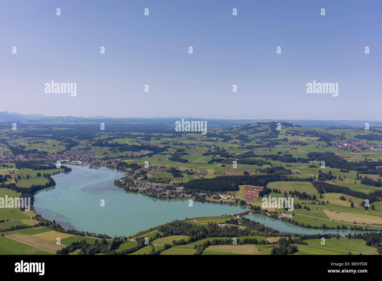 Luftaufnahme von Lech in Lechbruck, Bayern, Deutschland Stockfoto