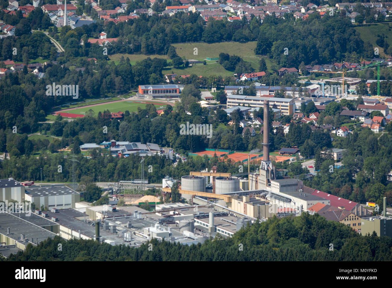 Luftaufnahme von Industrial Estate, Schongau, Bayern, Deutschland Stockfoto
