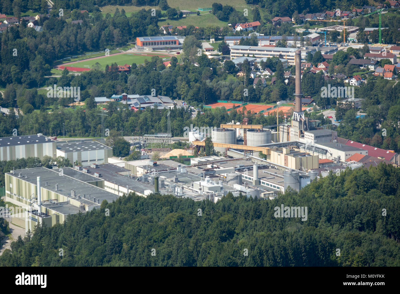 Luftaufnahme von Industrial Estate, Schongau, Bayern, Deutschland Stockfoto