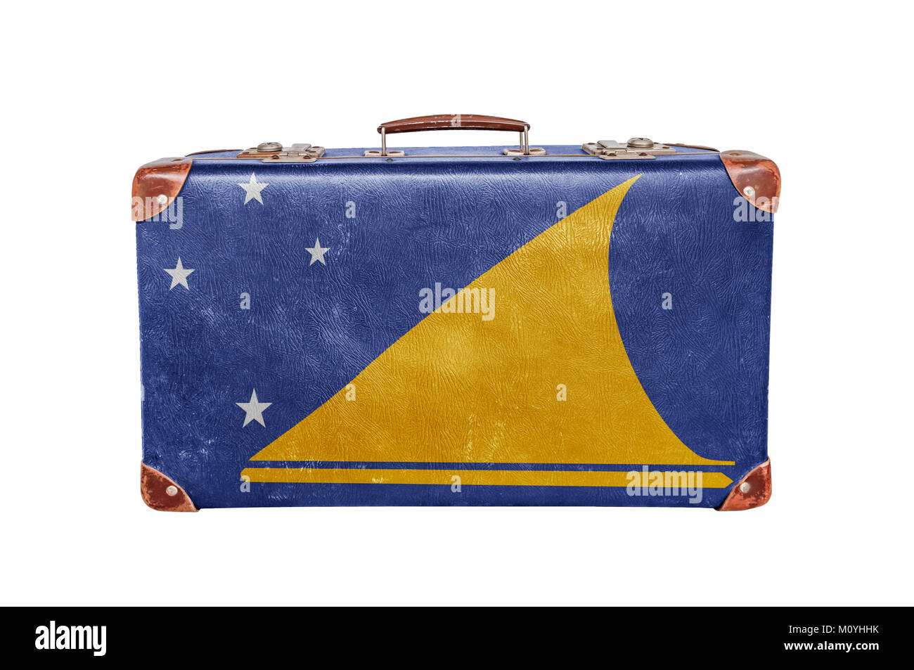 Vintage Koffer mit Tokelau flag Stockfoto