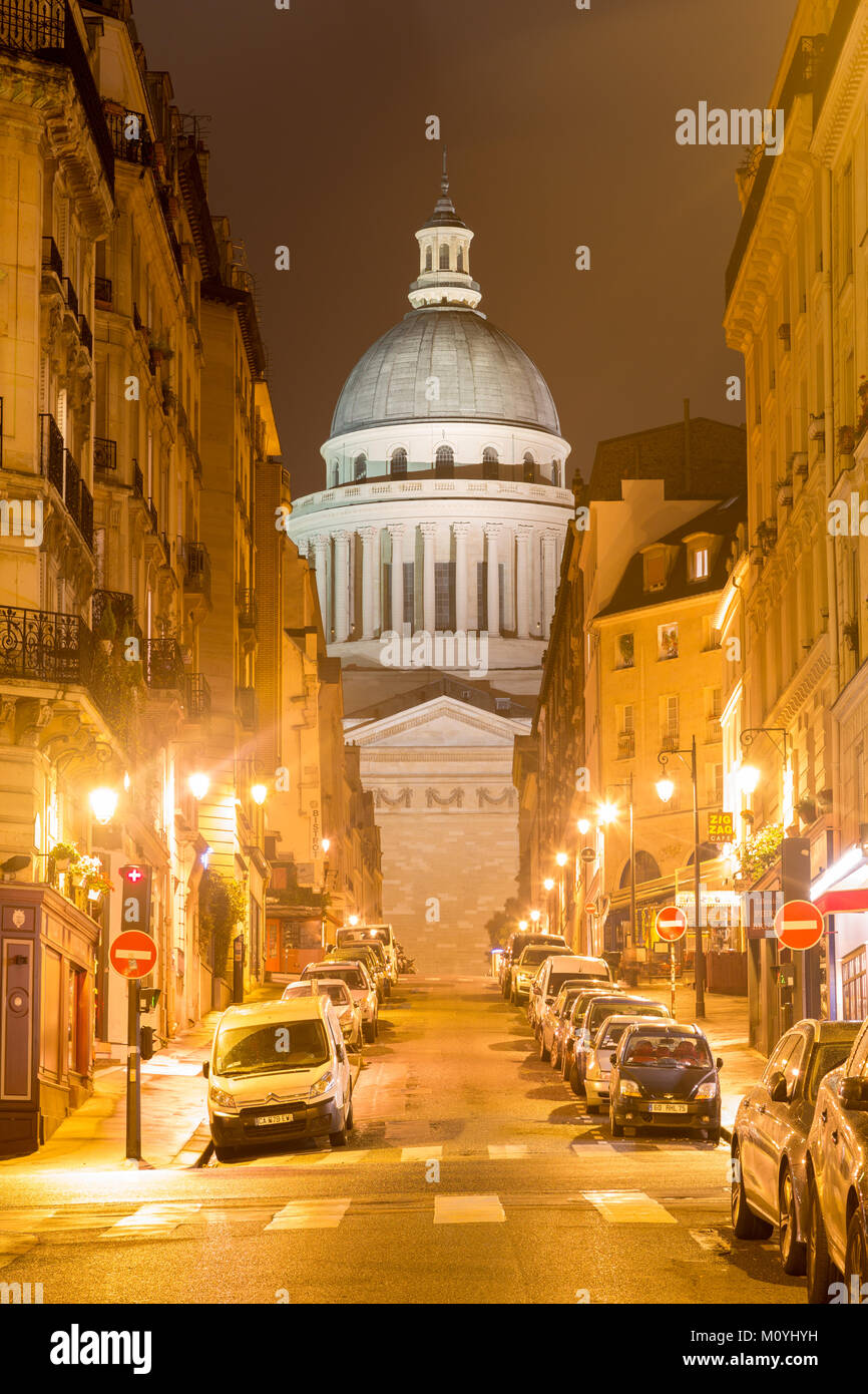 Panthéon bei Nacht, Paris, Frankreich Stockfoto