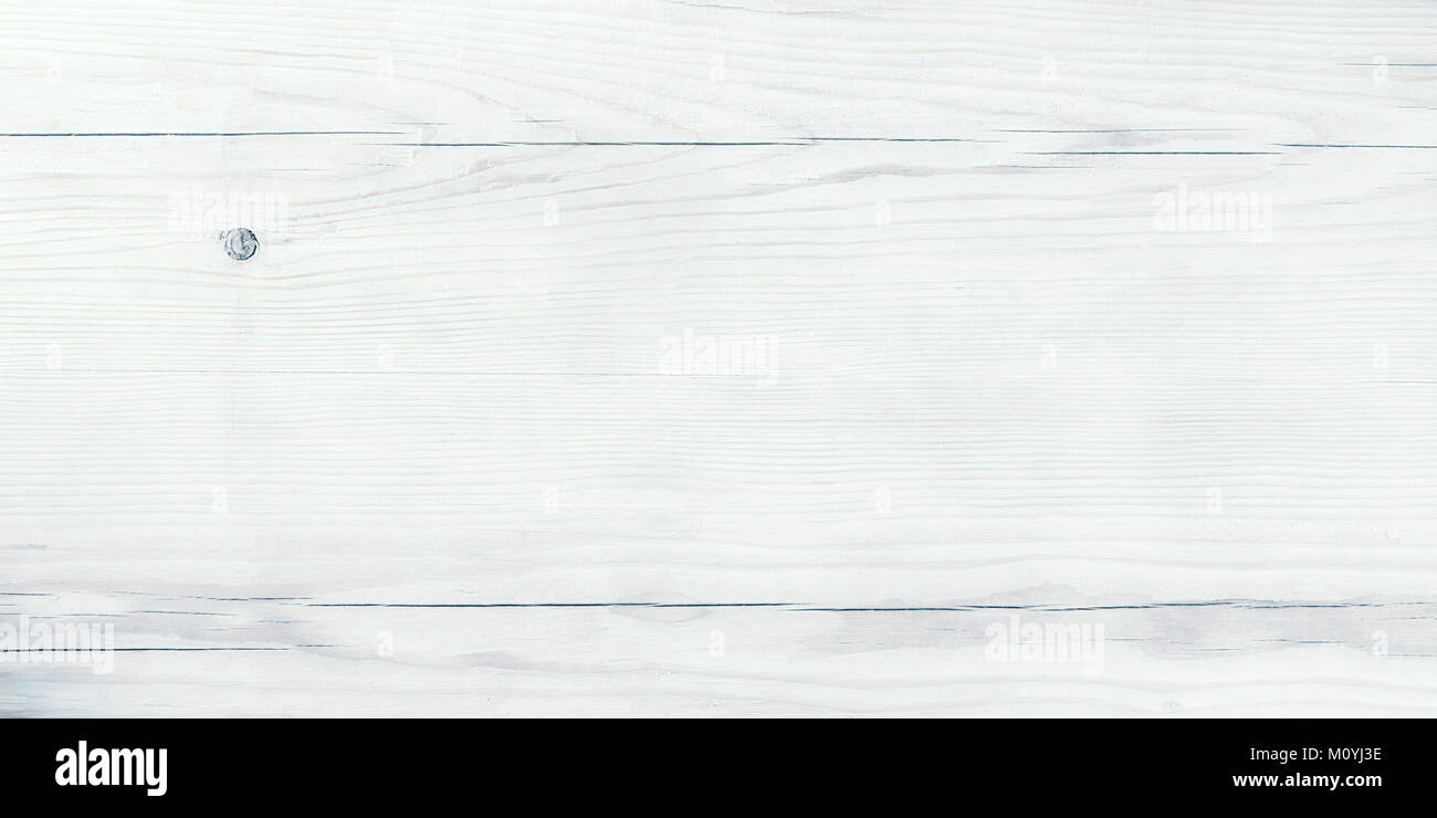 Lange weiße Holzbrett hautnah. Große Textur und Hintergrund Stockfoto