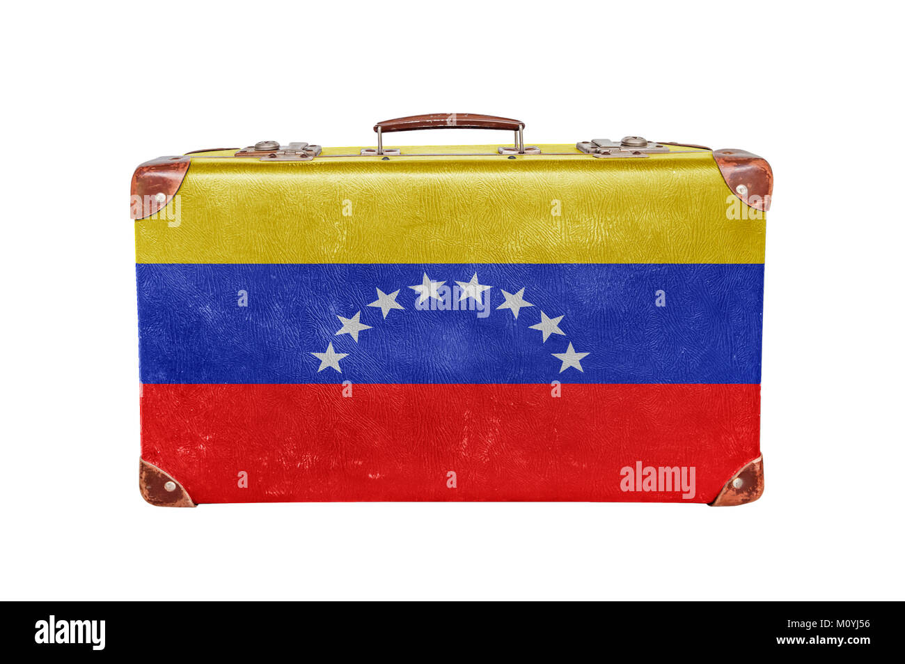 Vintage Koffer mit Venezuela Flagge Stockfoto