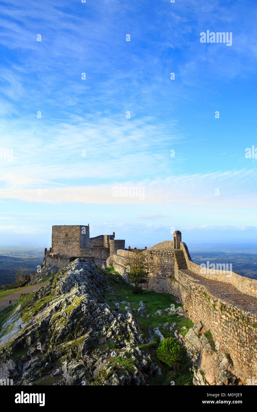 Blick auf die mittelalterliche Burg von Marvao, Alentejo, Portugal Stockfoto