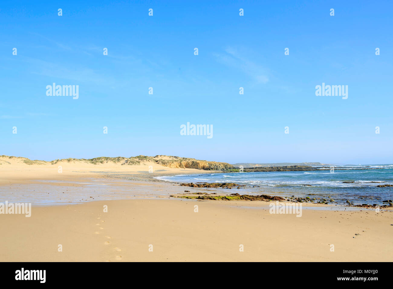 Strand im Naturpark Südwest-Alentejo und Costa Vicentina, auf der Alentejo Küste in der Nähe von Vila Nova de Milfontes Stockfoto